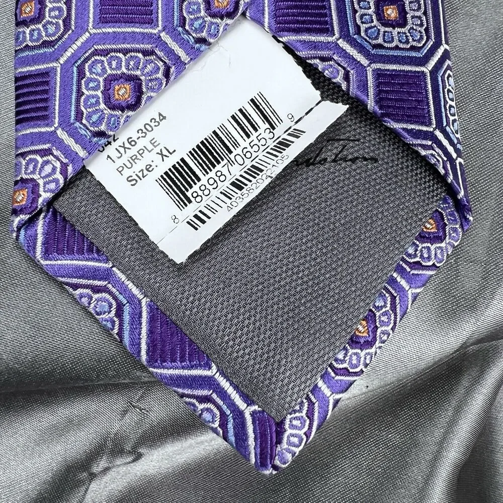 John W. Nordstrom Men’s Repp Tie Silk Necktie Purple Medallion‎ Geometric Gifts